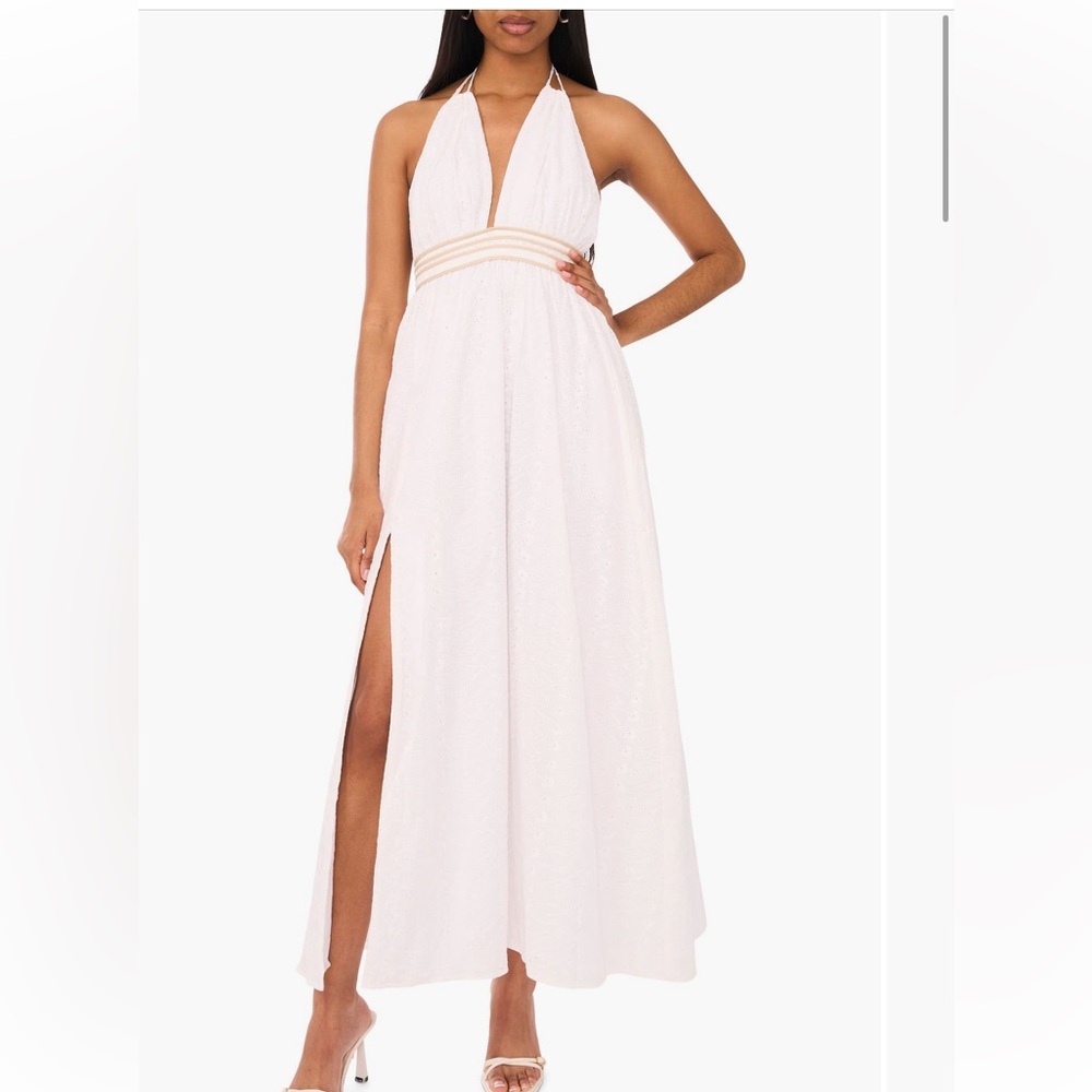 Parker White Dress with Cream Details